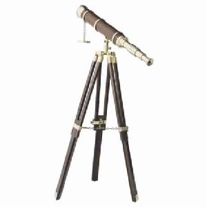 Brass Wood Telescope With Tripod Stand