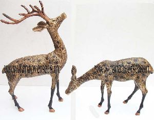 Aluminium Metal Pair Of Deer