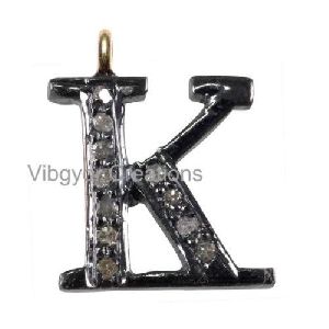 14k Gold Attractive K For Kite Pave Diamond Alphabet K Locket Letters Finding