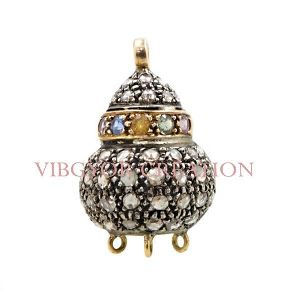 14k Gold Pave Diamond Owl Shape Finding Charm Pendant Sterling Silver Jewelry