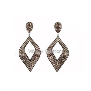 Solid Sterling Silver Pave Setted Diamond Earring