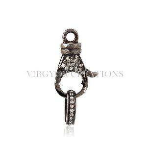 925 Sterling Silver Pave Diamond Beautiful finding Clasp lock