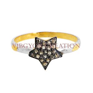 Star Pave Diamond Wedding Proposal Band 14k Gold Ring