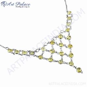 Gracious Citrine Gemstone Silver Necklace