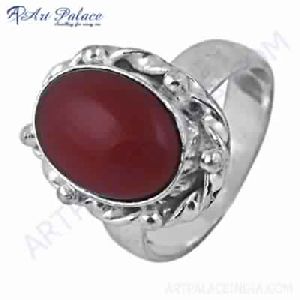 Hot !! Carnelian Gemstone German Silver Designer Ring