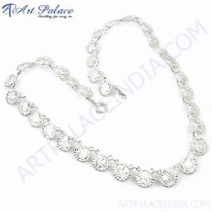 Lastest Luxury Cubic Zirconia Gemstone Silver Necklace