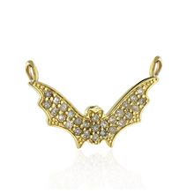 Yellow Gold Pave Diamond Bat Connector Fashion Jewelry