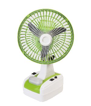 Globex 10&amp;quot; Rechargeable Table Fan with LED Lamp Green