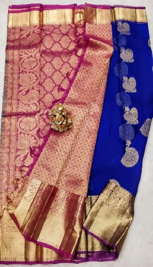 pure Kanchi kora sarees with designer border and blouse
