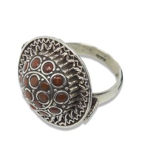 Brown Oxidised Silver Coral Ring