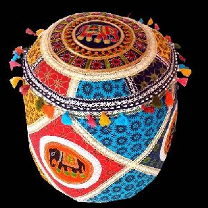EMBROIDERED FABRIC POUF