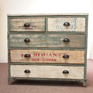 IRON WOODEN 5 DRAWERS CHEST