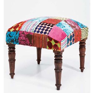 PATCHWORK UPHOLSTERED POUF
