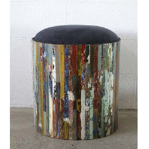 RECYCLED TIMBER WITH CANVAS SEAT STOOL