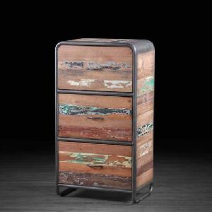 IRON WITH RECLAIMED TIMBER 3 DRAWERS CHEST