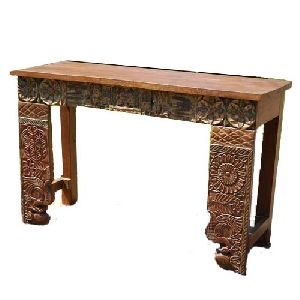 WOODEN OLD CARVED BRACKET CONSOLE TABLE