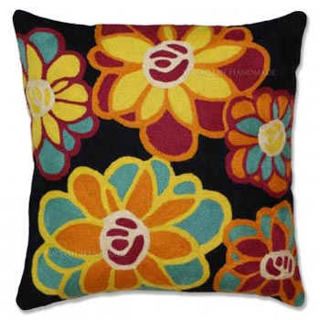 Amaranta Cotton Crewel Wool Embroidered Cushion Cover