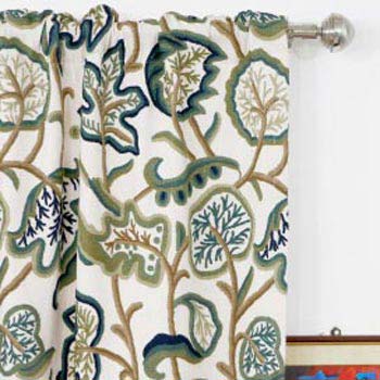 Aspen Hand Embroidered Cotton Crewel Curtain Fabric