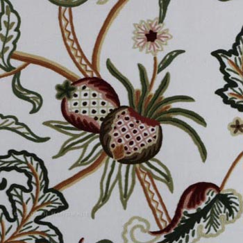 Chelsea Crewel Work Hand Embroidered Cotton Fabric