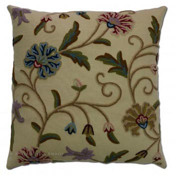 Drass Cotton Crewel Hand Embroidered Cushion Cover