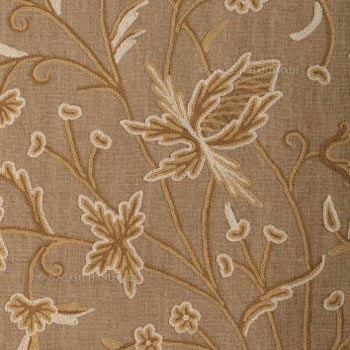Estonia Crewel Wool Embroidered Natural Linen Fabric