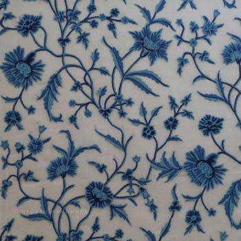 Shalimar Hand Embroidered Crewel Work Organza Silk Fabric