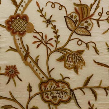 Varmul Crewel Work Hand Embroidered Organza Silk Fabric