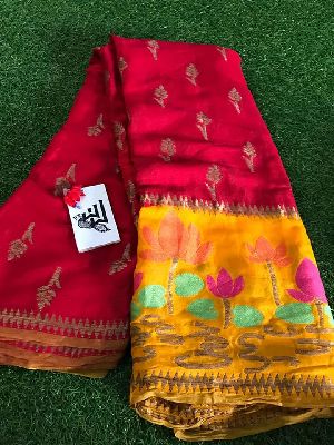 Pure banarasi crepe weaving sarees with blouse