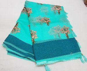 Pure glass tissue with cross stitch work sarees