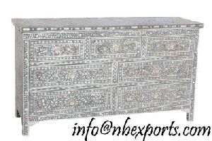 Mother of Pearl Inlay Chest of Drawre in Grey