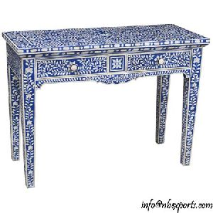Royal Blue Bone Inlay Consol Table