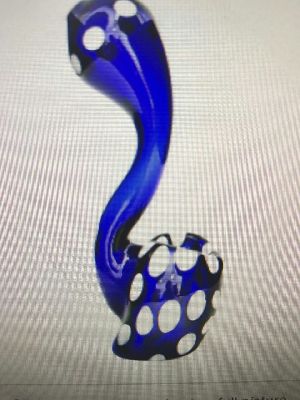 Blue Peacock Design Glass Smoking Pipe