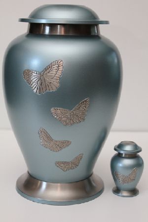 99069 Brass Hand Engraved Butterfly Urn