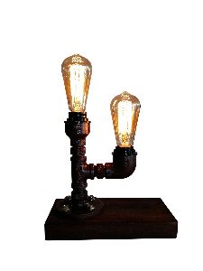 Table Lamp Cactus 2 Bulb Wood Base (AEL43)