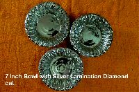 7 Inch Bowl With Silver Lamination Diamond Cut