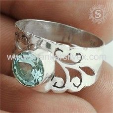 Blue Topaz Gemstone Sterling Silver Ring