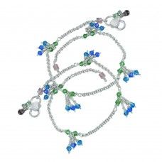 Multi Colour Glass Sterling Silver Anklets