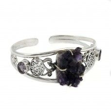 Simple Sterling Silver Amethyst Bangle