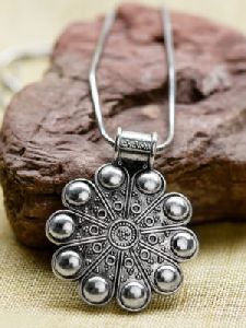 Silver Flower Pendant with Chain
