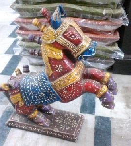 WOODEN HAND PAINTED HORSE