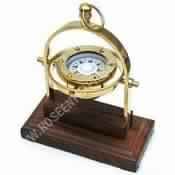 Brass Gimble Compass with Wooden Base