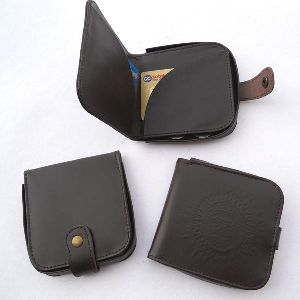 Black leather wallet with coin trey adjusted as another layer