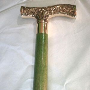 walking stick / cane with brass metal handle