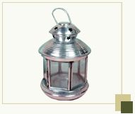 Glass lantern with pewter finish