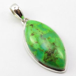 SILVER GREEN COPPER TURQUOISE PENDANT