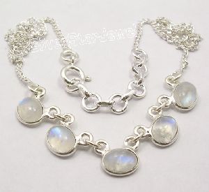 Silver RAINBOW MOONSTONE Beautiful Necklace