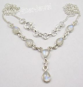 Silver RAINBOW MOONSTONE DELICATE Necklace