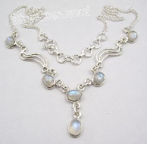 Silver RAINBOW MOONSTONE DESIGNER Necklace