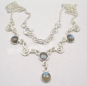 SOLID Sterling Silver LABRADORITE Lovely Necklace