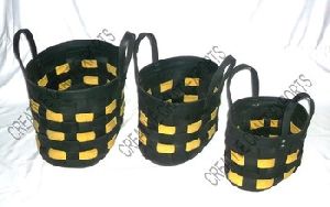 Recycled Tire woven bucket with handle